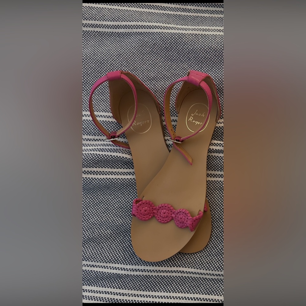 Jack Rogers Fuchsia and Tan Sandals